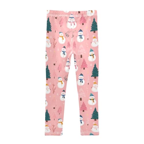 Girls Printed Leggings Yoga Pants Snowman Christmas Tree Pattern for Kids in 4t to 10 Years, 4T2