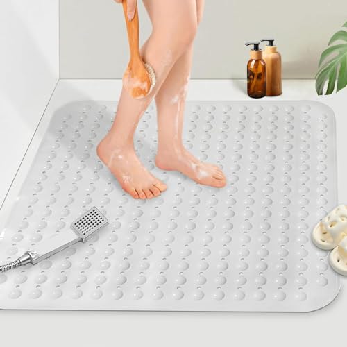 Mofonky Non Slip Shower Mat: 80 x 80 cm Extra Large Shower Mats for Inside Shower - Anti Slip Anti Mould Square Shower Matt for Elderly