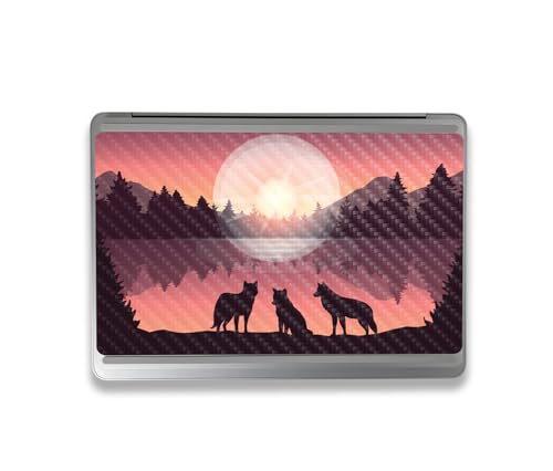 Image of MightySkins Carbon Fiber Skin Compatible with Microsoft Surface Laptop Studio 2 (2023) Full Wrap Kit - Wolf Silhouette | Protective, Durable Textured Carbon Fiber Finish | Made in The USA