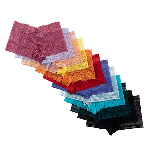 All Lace Boyshort Panties For Women, Pack of 12, Sexy & Comfortable