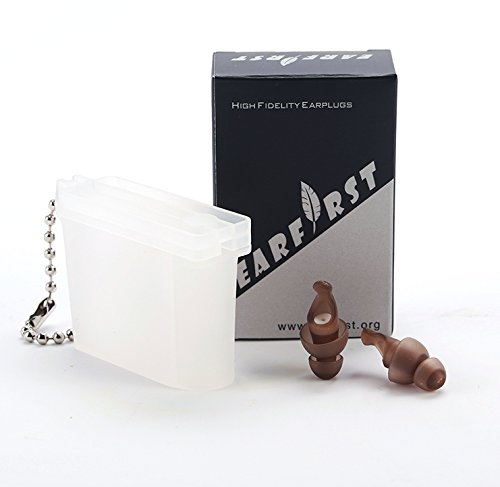 EarFirst Ergonomic High Fidelity Earplugs (T-23) for Stage Musicians Music Enthusiasts Concert/Party goers Motorcyclists and More (Coffee)