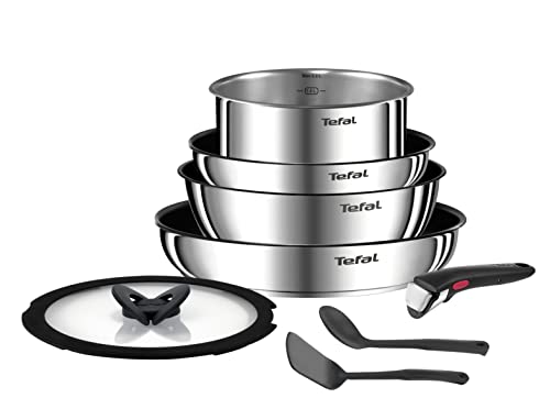 Tefal Ingenio - Set di pentole 8 padelle con Manico Rimovibile, induzione, in Acciaio Inossidabile, Rivestimento Antiaderente, impilabile, Compatibile con lavastoviglie, Emotion L8979804