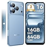 Blackview Wave 7C Sim-free & Unlocked Mobile Phones, 32MP Smart Phones,16GB+64GB Android 16 Phone, Phone Android, 6.56" Unlocked Phone, Face Unlock, WIFI 5G/GPS/IP54/3.5mm/3 Year Warranty, Blue
