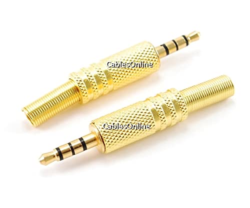 CablesOnline 2-Pack 3.5mm (1/8in) Stereo TRRS 4-Pole Male Gold Connector with Spring Relief (CN-018G-2)