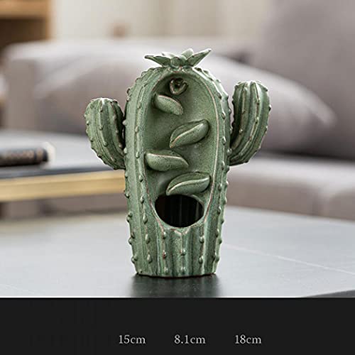Backflow Incense Burner Holder Cactus Waterfall Home Decor Porcelain With Incense Cone Sticks Holder Incense Sticks Backflow Incense Cones Mat Tweezer Gift Set (1) #TOP13