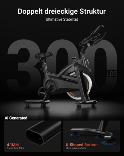 Image of Exercise Bike,Brake Pad Stationary Bike for Home with 0-100 Resistance & App, Silent Belt Drive Stationary Workout Bike for Home with Comfort Seat, Low Noise Indoor Cycling Bike with Heart Rate / Tablet & Bottle Holder