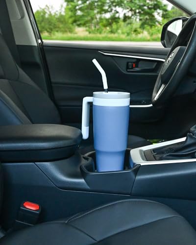 Image of 40 oz Tumbler with Handle and Straw, Travel Mug, Dark Blue | Stainless Steel, Vacuum Water Bottle, Insulated Tumbler, Reusable, Car Cup Friendly, 12-hour cold, 40 Oz