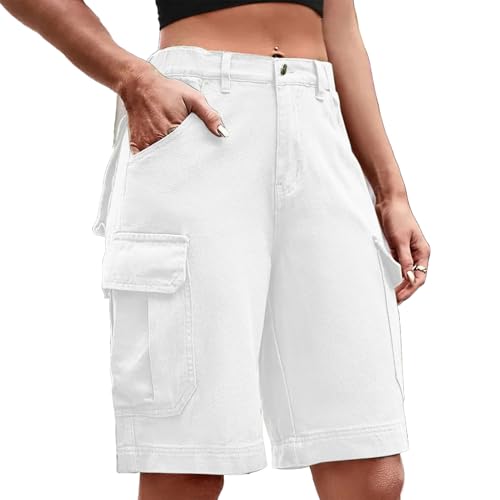Short en jean rétro Y2k pour femme avec grandes poches style cargo streetwear