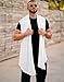Coofandy Mens Ruffle Shawl Collar Sleeveless Long Cardigan Vest, White, Large
