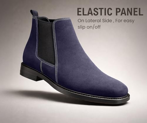 Image of Kraasa THE Ashford - Men's Stylish Vegan Leather Chelsea Boots with Side Zipper & Elastic Panel, Square Toe Ankle Boot (Tan /Black /Brown)