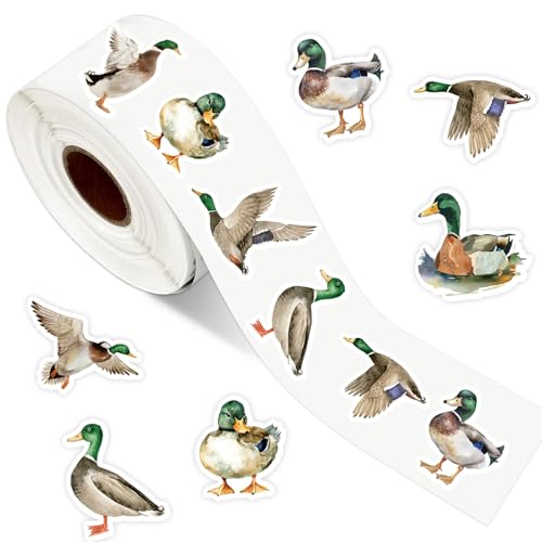 JarThenaAMCS 1000Pcs Mallard Duck Stickers Watercolor Duck Hunting Adhesive Label