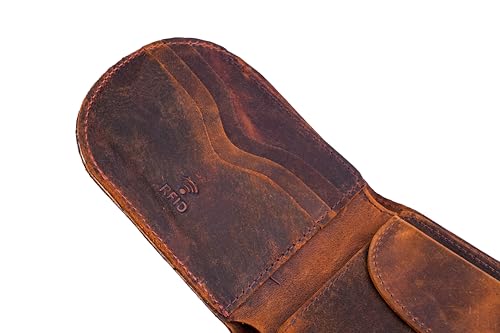 Mens RFID Blocking Bifold Wallet, Genuine Leather RFID-Blocking Card Holder Wallet for Men with Coin Pocket, Minimalist Slim Billfold Men’s Wallet, Gift for Him, Brown4