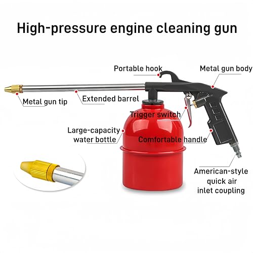 Image of LINFEI Pneumatic Engine Cleaning Gun with Water Tank,2P,Pressure Water Gun | High-pressure Air Sprayer, Dust-blowing Gun, and Oil-removing Jet tool