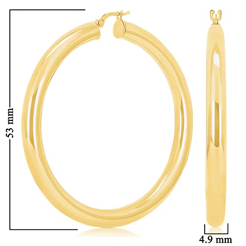 Image of Italian 14k Yellow Gold High Polished Round Hoop Earrings
