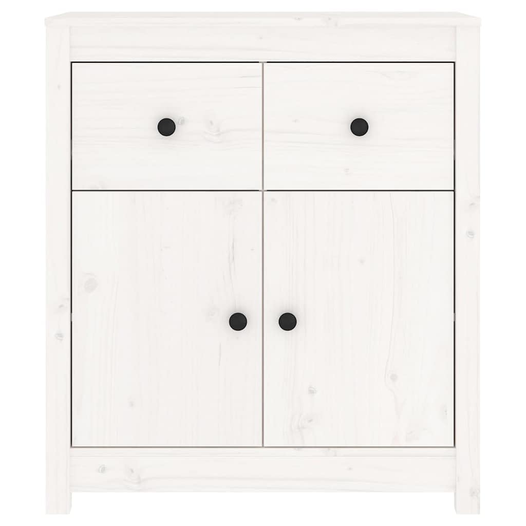 Credenza bianca, 70 x 35 x 80 cm, comò in legno massello di pino