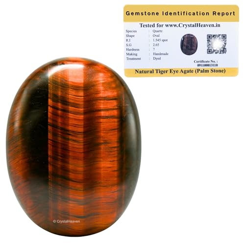 Image of Crystal Heaven Certified Red Tiger Eye Palm Pebbles Stones For Anxiety Stress Relief Massage-Aaa Grade Original Healing Gemstone Agate Palm Stone For Yoga Meditation Spiritual Reiki Feng Shui