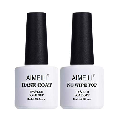 AIMEILI Upgraded Formula Long Lasting Mirror Finish Top Coat Base Coat