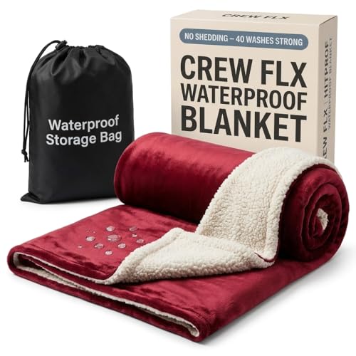 Waterproof Blanket for Bed Intimacy (80'x 60' Queen Size) Reversible Fleece | Sherpa, Love Blanket, Water Proof TPU Layer Stain Proof Couch Furniture Mattress Winter Large Dog Bed Cover - Burgundy