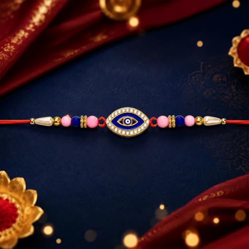 Image of Oblivion Designer Charming Multicolor Rakhi Combo for Brother Bhaiya Bhai with Roli Tikka, Silver Color Pooja Coin & Greeting Card | Raksha Bandhan Festival Gift Set | Pack of 8