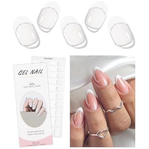 JMEOWIO White French Tip Gel Nail Stickers Cover