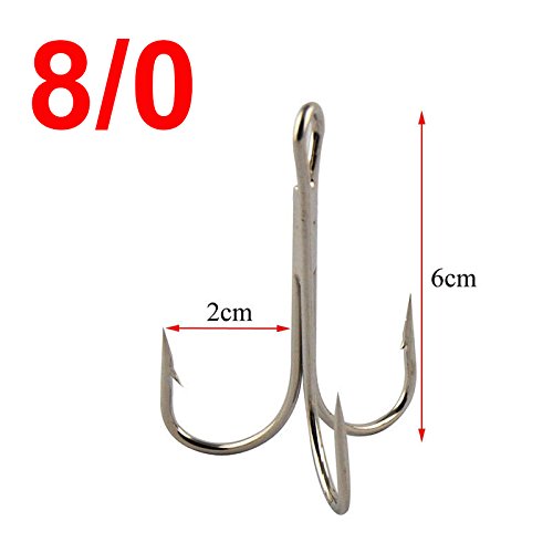 JSHANMEI ® 10PCS/Lot Strong Large Size Big Game Treble Fishing Hook Sea Fishhooks Saltwater Classic Treble Hooks (6/0) - Image 4