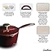 Landhaus Enameled Cast Iron Covered Sauce Pot, Pan with Lid and Two Knobs Included – 1.75 Quart (QT), Natural Non-Stick Slow Cook Enamel Self-Basting Cookware, Merlot Red Exterior with Cream Interior