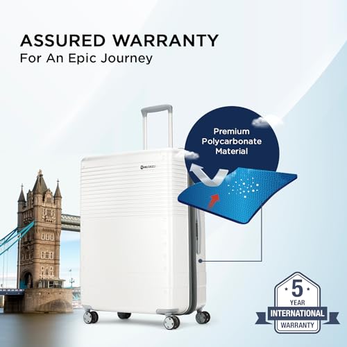 Image of Carlton Alumina | Check-in Trolley Bag, 80 Cm Large Hardsided Luggage | 8 Wheels, TSA Lock | Polycarbonate | Premium Suitcase for Travel | 5 Year International Warranty | Metallic Silver