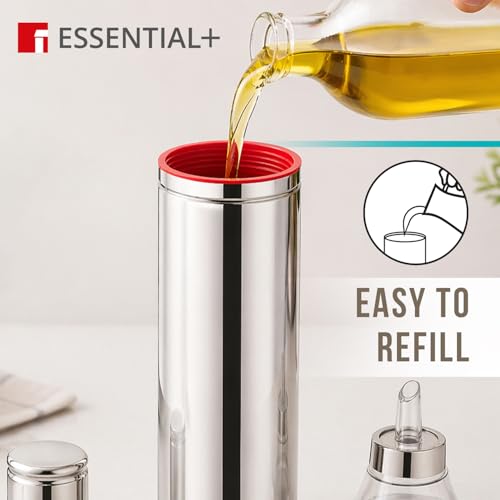 Image of Essential Plus Stainless Steel Oil Bottle for Kitchen 1000ml, Oil Dispenser Bottle with Cap, Durable, Precise Pouring, Easy to Refill and Flow, Drip Free, Home & Restaurant use (Silver)