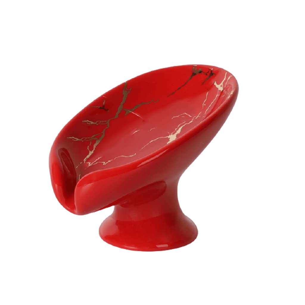 Soporte para jabón, Jabonera, jabonera, Vertical con Drenaje automático, de cerámica Base Antideslizante, encimera(Green)