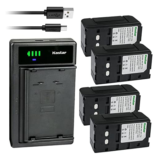 Kastar 4-Pack NP-77H Battery and LTD2 USB Charger Compatible with Sony CCD-TRV21 CCD-TRV211 CCD-TRV212 CCD-TRV21E CCD-TRV22 CCD-TRV24E CCD-TRV29 CCD-TRV30 CCD-TRV30E CCD-TRV31 CCD-TRV312 CCD-TRV32