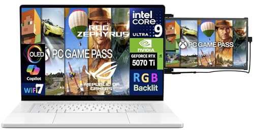 Image of ASUS ROG Zephyrus G16 Laptop 16.0 inch 240Hz WQXGA Display (Intel Ultra 9-285H, GeForce RTX 5070 Ti 12GB, 32GB LPDDR5X, 2x4TB SSD R0 (8TB), RGB KB, Thunderbolt 4, Win 11 Pro) w /Duex Max DS Monitor