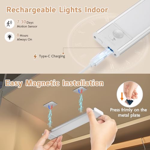 image for LNRYY Under Cabinet Lighting Wireless, 4Pack Motion Sensor Light Indoo