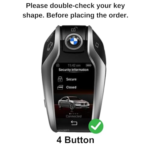 KEYCEPT Metal Alloy Key Cover Compatible for BMW X Series Screen Touch Smart Key with Keychain (Short Keychain).