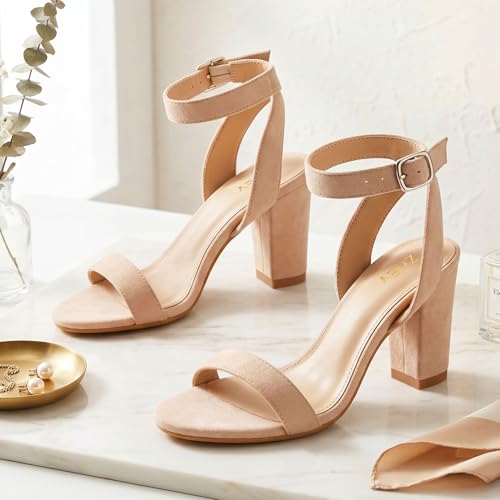 Image of ZriEy Clear Block Sandals Chunky Heels for Women 3.35 Inch Open Toe Adjustable Ankle Strap Pump Sandals for Weddings Parties Daily Wear