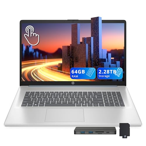 Image of HP 17.3 inch HD+ Touchscreen Laptop, Intel Ultra 7 255U, 64GB DDR5, 2.28TB Storage (2TB SSD+288GB Docking Station Set), Intel Graphics, Backlit Keyboard, 720p Camera, Wi-Fi 6, Win 11, Moonlight Blue