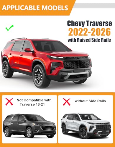 Image of KINGGERI 300lbs Lockable Roof Rack Cross Bars Compatible with Chevy Chevrolet Traverse 2022 2023 2024 2025 2026 with Raised Side Rails, Heavy Duty Aluminum Roof Rails Crossbars Luggage Accessories