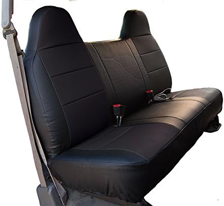 Iggee Black Artificial Leather Custom fit Bench Front seat Cover Designed for Ford F-250 & F-350 1995-2010