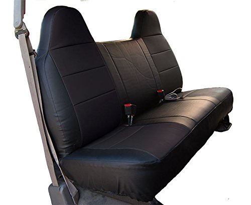 Iggee Black Artificial Leather Custom fit Bench Front seat Cover Designed for Ford F-250 & F-350 1995-2010