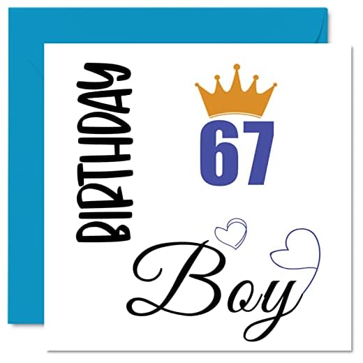 Tarjeta de cumpleaños de 67 años para hombre, cumpleaños, tarjetas de felicitación para hombre de 67 años, 145 mmx145 mm, tarjetas de felicitación de sesenta y siete sesenta y séptimo cumpleaños