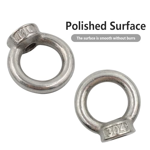 Image of 10PCS M6 Stainless Steel Lifting Eye Nut, Ring Shaped Eye Bolt, 16mm /0.62inch ID, 27mm /1.06inch OD, 5.5mm /0.2inch Thick