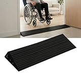 Tayuvira Türschwellenrampe,90x6x2.5CM Gummirampe Selbstklebende PVC rutschfeste Oberfläche Rollstuhlrampe für Rollstuhl Rollator Saugroboter Kinderwagen Türöffnungen Badezimmer oder e Scooter Schwarz
