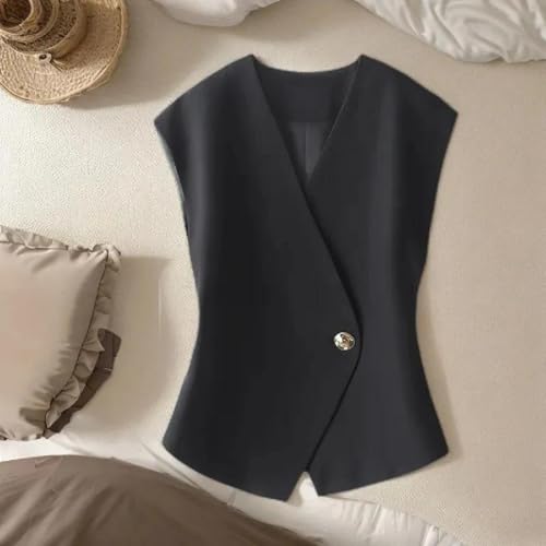 Chaleco con cuello en V para mujer en primavera casual 5
