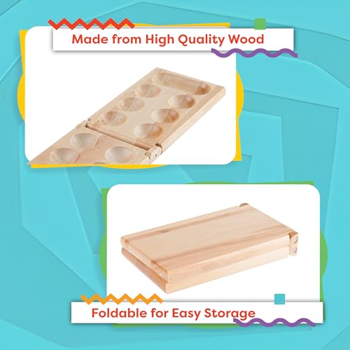 Juego de tablero Mancala con tablero plegable de madera miniatura 4