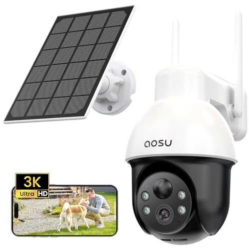 AOSU 3K Solar Camera Outdoor Wireless – 5MP Security Camera, Motion & Human Tracking, 360° PTZ,...
