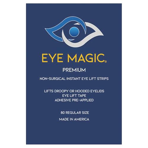 Premium Eye Lift Strips S/M Size, 80 Count Pack, for Droopy, Sagging, or Hooded Eyelids, Instant Non-Surgical Eyelid Tape, Hypoallergenic, Transparent, Strong Hold, Made in USA