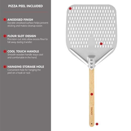 Unold Enzo 500°C Pizza Oven 68916 - Indoor and Outdoor IPX4 - Electric Neapolitan Pizza Maker - Up To 12" with 33cm Rotating Pizza Stone - Adjustable Timer - Includes Pizza Peel - 2100W -240V - Image 7