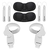 NexiGo Newest Touch Controller Grip Cover & Knuckle Strap & Lens Protect Cover Set for Oculus Quest 2, Professional Silicone Protection Accessories, Sweatproof, Anti-Fall, Matte White