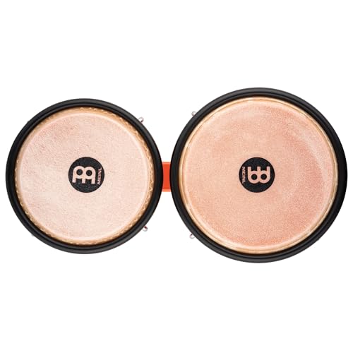 Image of Bongo Drum Set with Durable Synthetic All-weather Shells, Journey Series - NOT MADE IN CHINA - Natural Buffalo Skin Heads, 2-YEAR WARRANTY