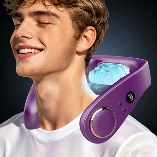 Image of Neck Fan with Cooling Plate-Neck Air Conditioner Portable Neck AC Conditioning Cooling Fan,Powerful Best Present in Summer Hot Flases for Fathers Day,Teacher Appreciation,Child Birthday Purple