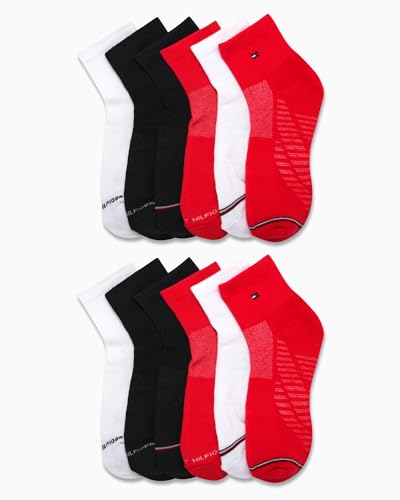 Image of Tommy Hilfiger Womens Quarter Socks - 12 Pack Athletic Performance Cushioned Running Socks for Women with Arch Support